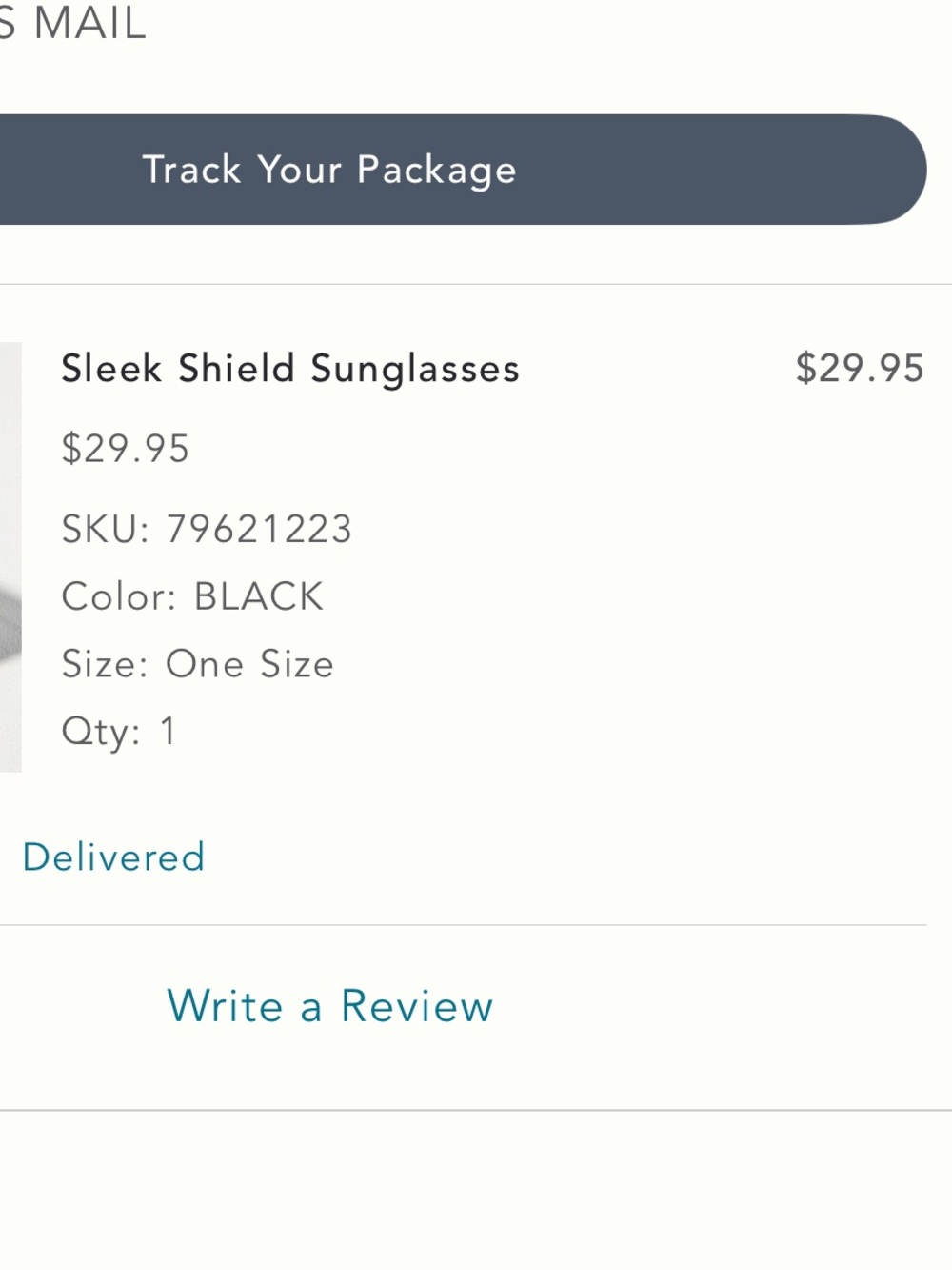 Anthropologie Black Sleek Shield Sunglasses